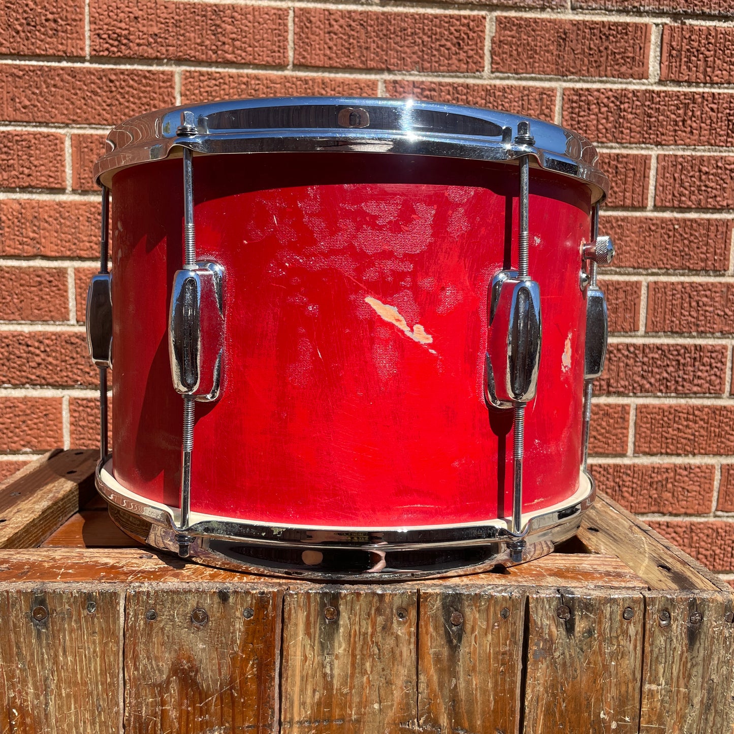 1960s Slingerland 8x12 Stage Band Tom Drum Red Lacquer