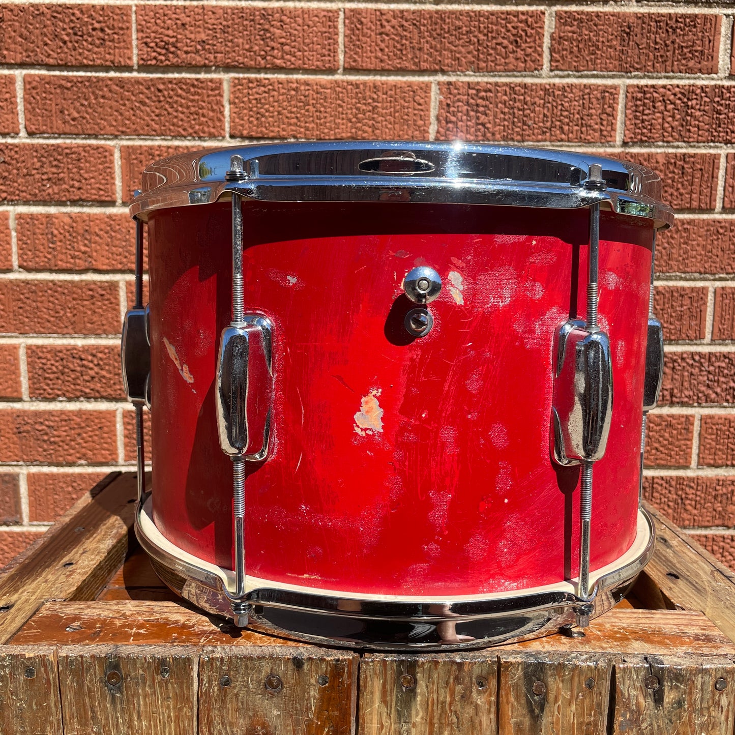 1960s Slingerland 8x12 Stage Band Tom Drum Red Lacquer