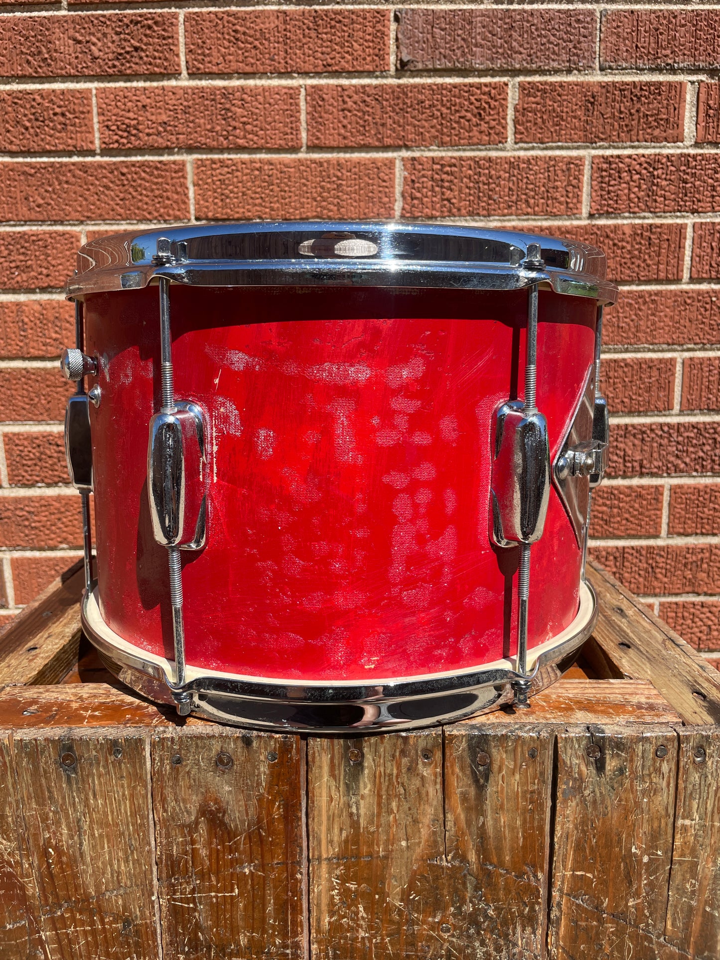 1960s Slingerland 8x12 Stage Band Tom Drum Red Lacquer