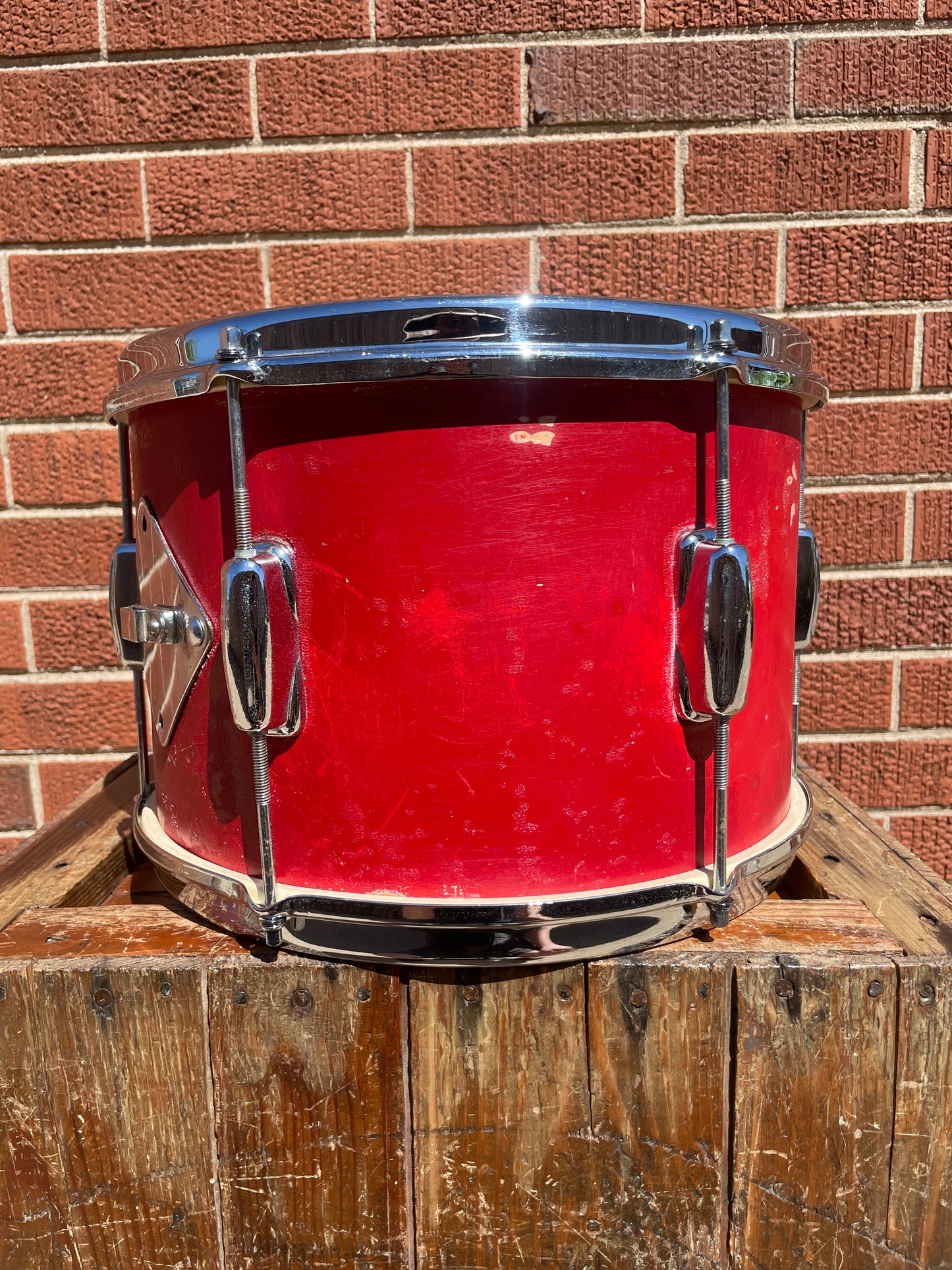 1960s Slingerland 8x12 Stage Band Tom Drum Red Lacquer