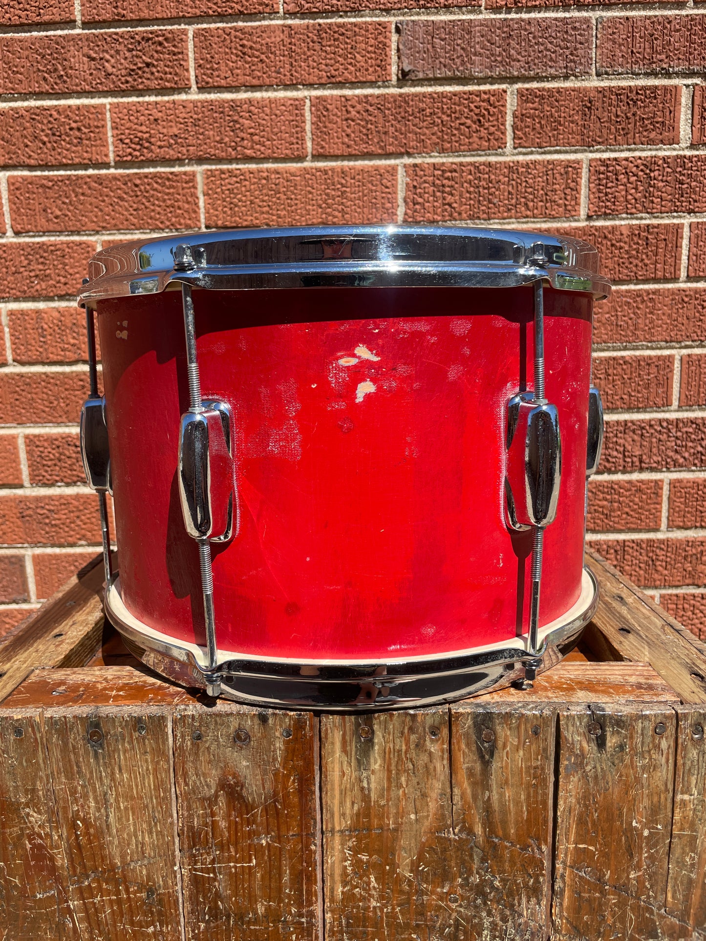 1960s Slingerland 8x12 Stage Band Tom Drum Red Lacquer