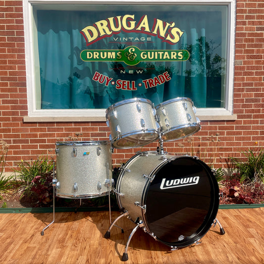 1979-81 Ludwig Rock Machine Drum Set Silver Sparkle 24/13/14/18