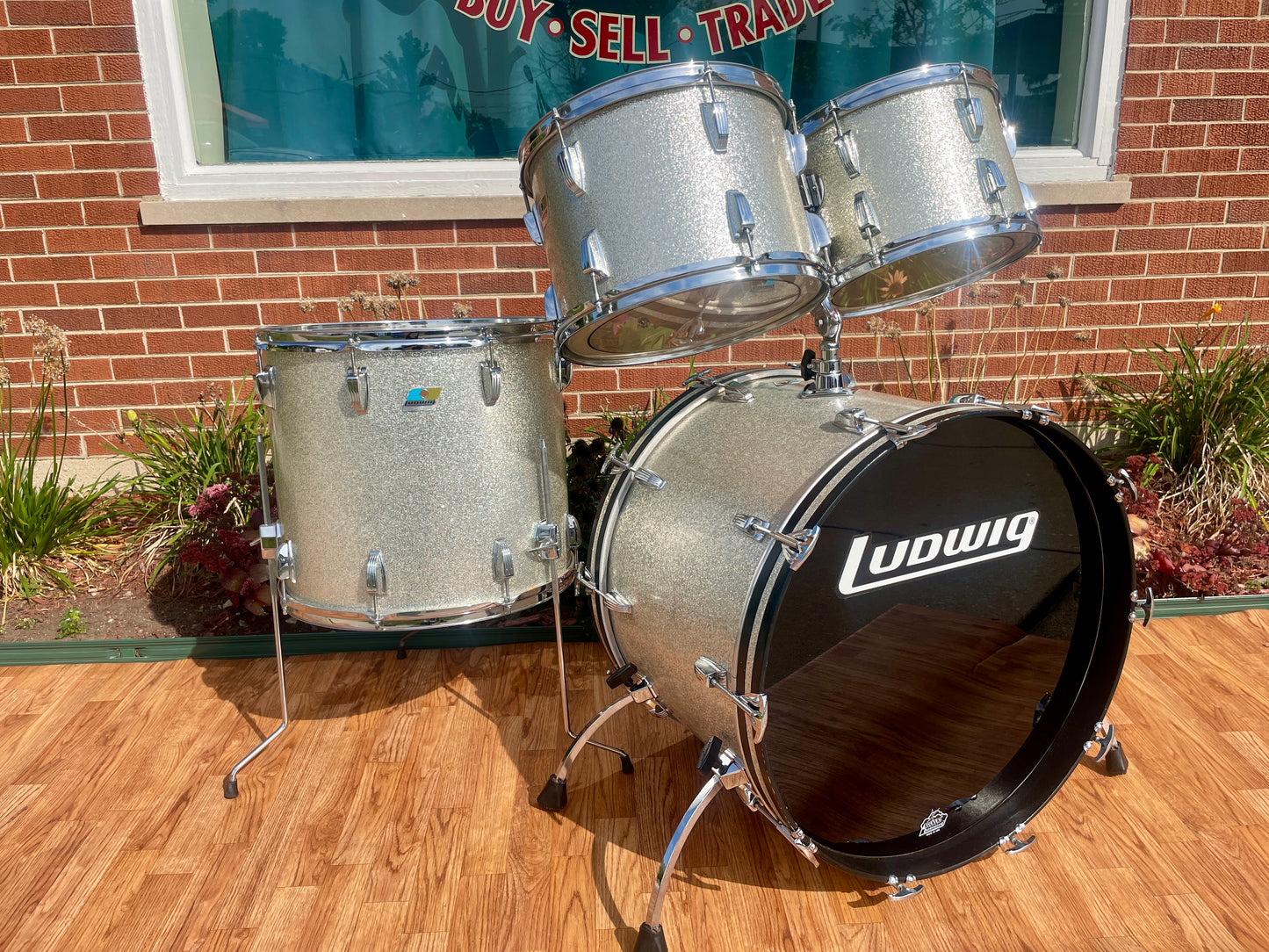 1979-81 Ludwig Rock Machine Drum Set Silver Sparkle 24/13/14/18