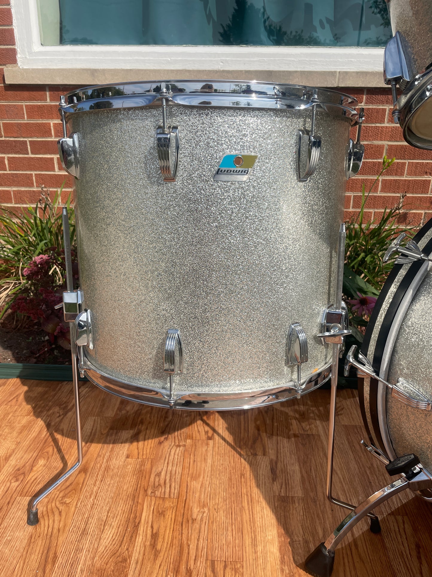 1979-81 Ludwig Rock Machine Drum Set Silver Sparkle 24/13/14/18