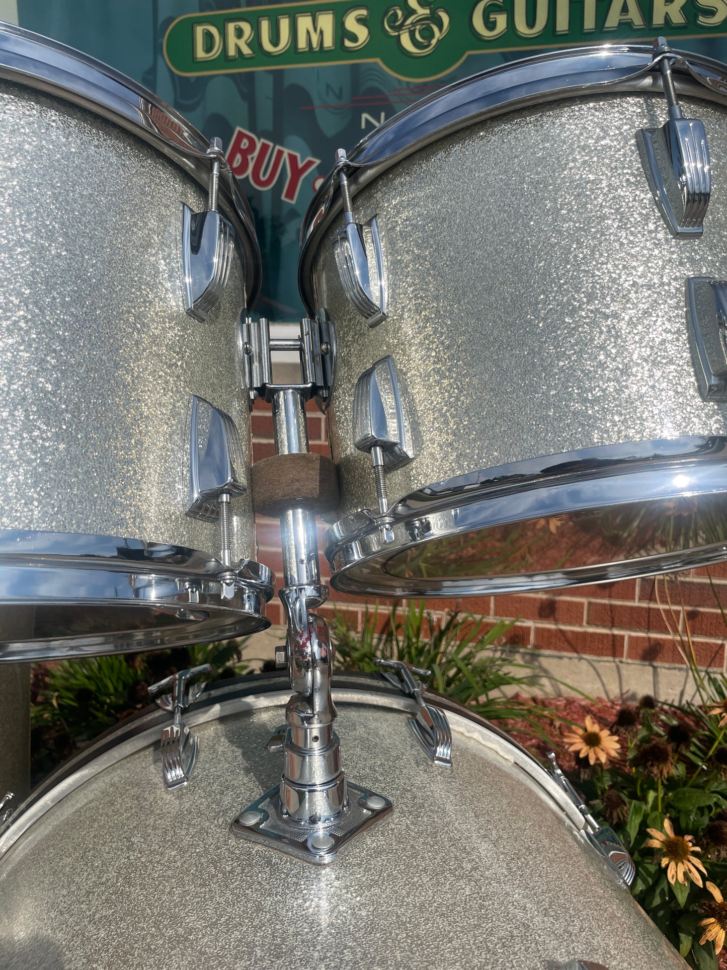 1979-81 Ludwig Rock Machine Drum Set Silver Sparkle 24/13/14/18