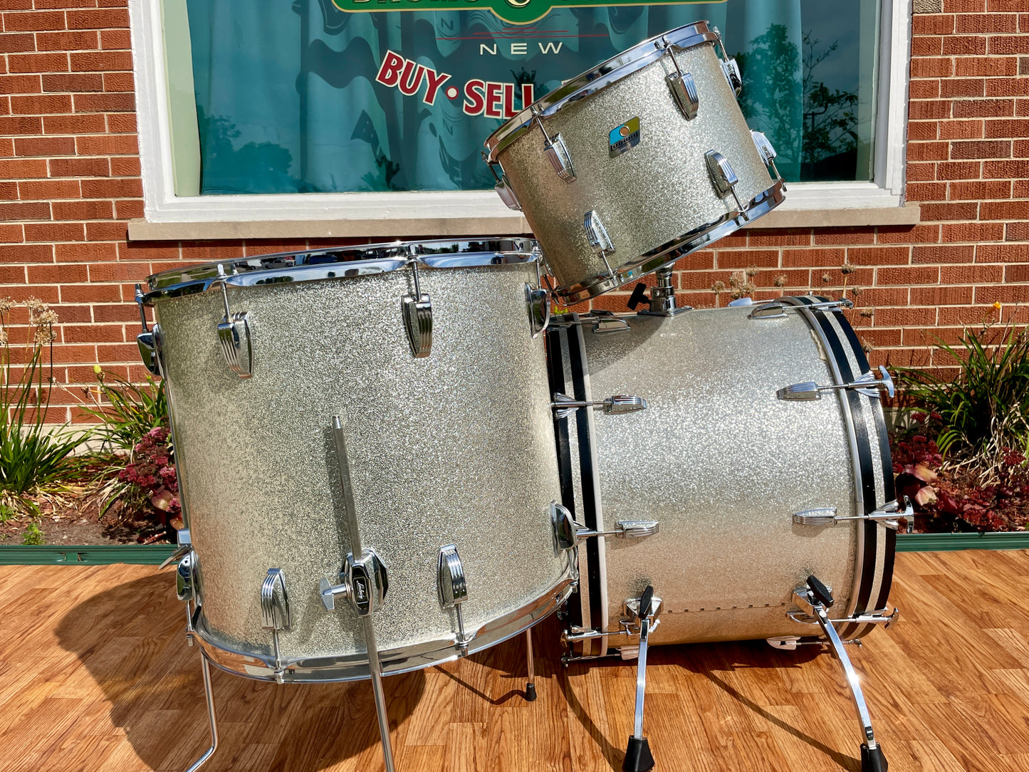 1979-81 Ludwig Rock Machine Drum Set Silver Sparkle 24/13/14/18