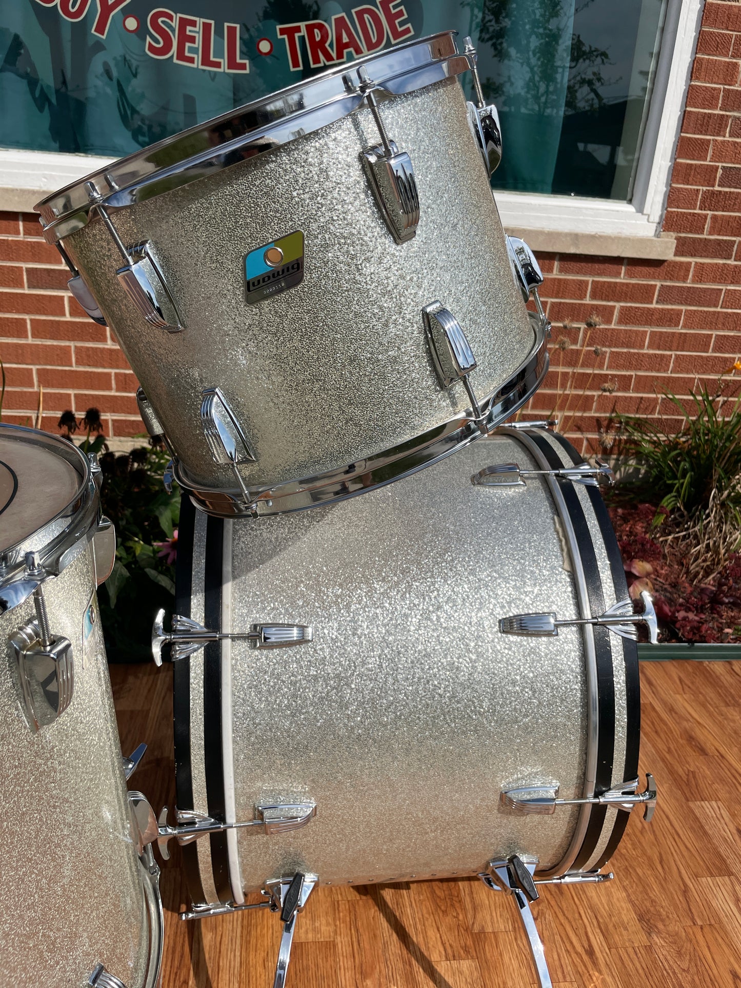 1979-81 Ludwig Rock Machine Drum Set Silver Sparkle 24/13/14/18