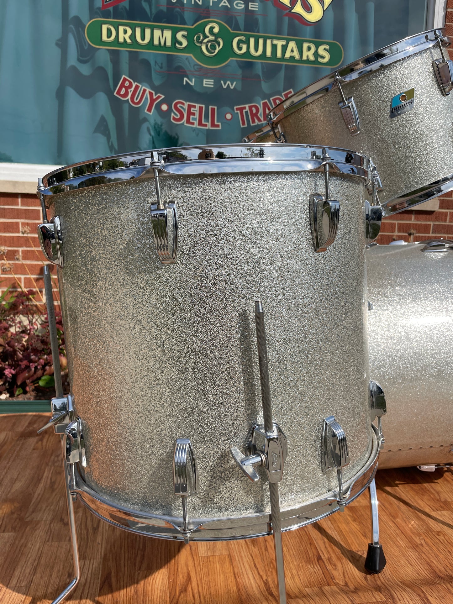 1979-81 Ludwig Rock Machine Drum Set Silver Sparkle 24/13/14/18