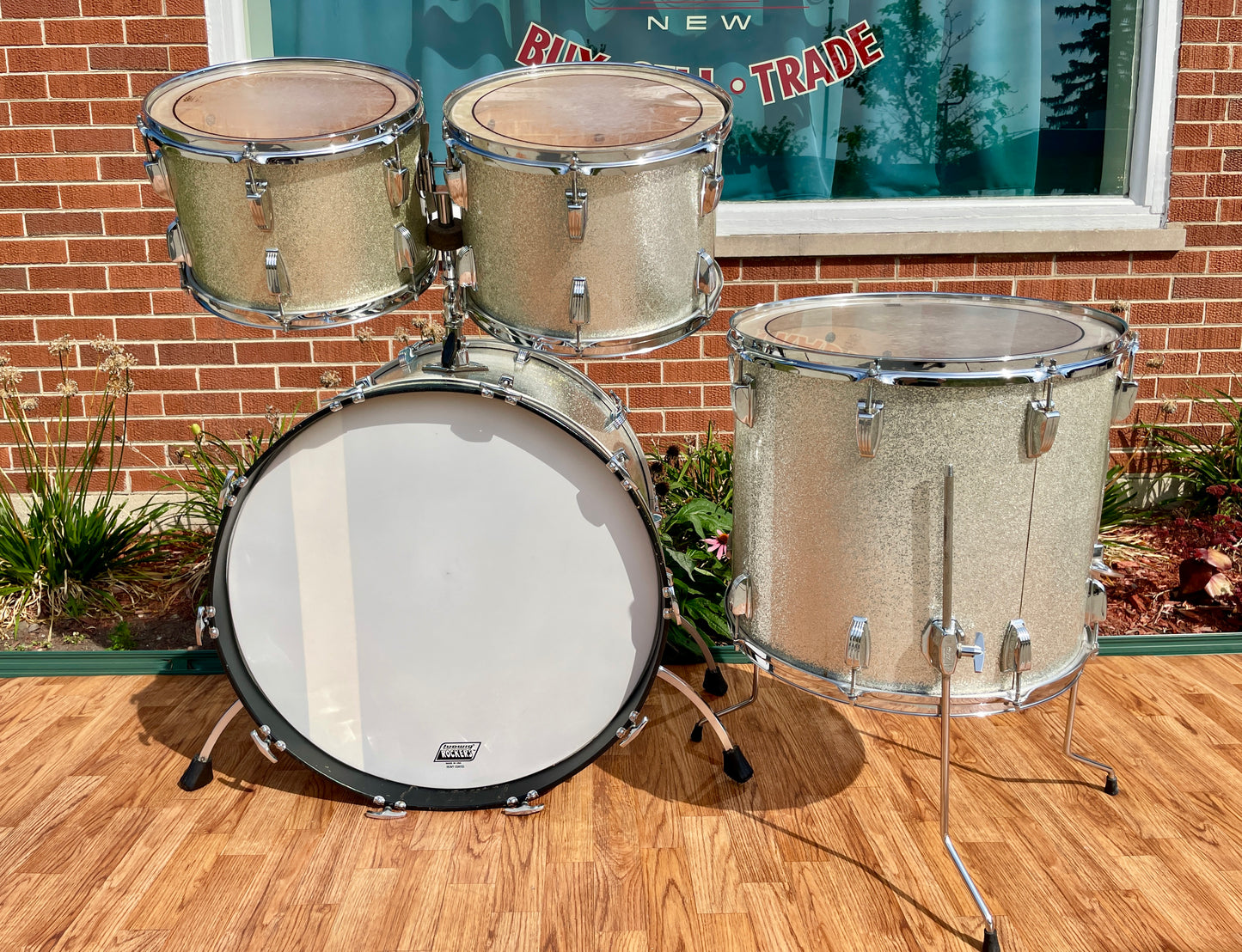 1979-81 Ludwig Rock Machine Drum Set Silver Sparkle 24/13/14/18