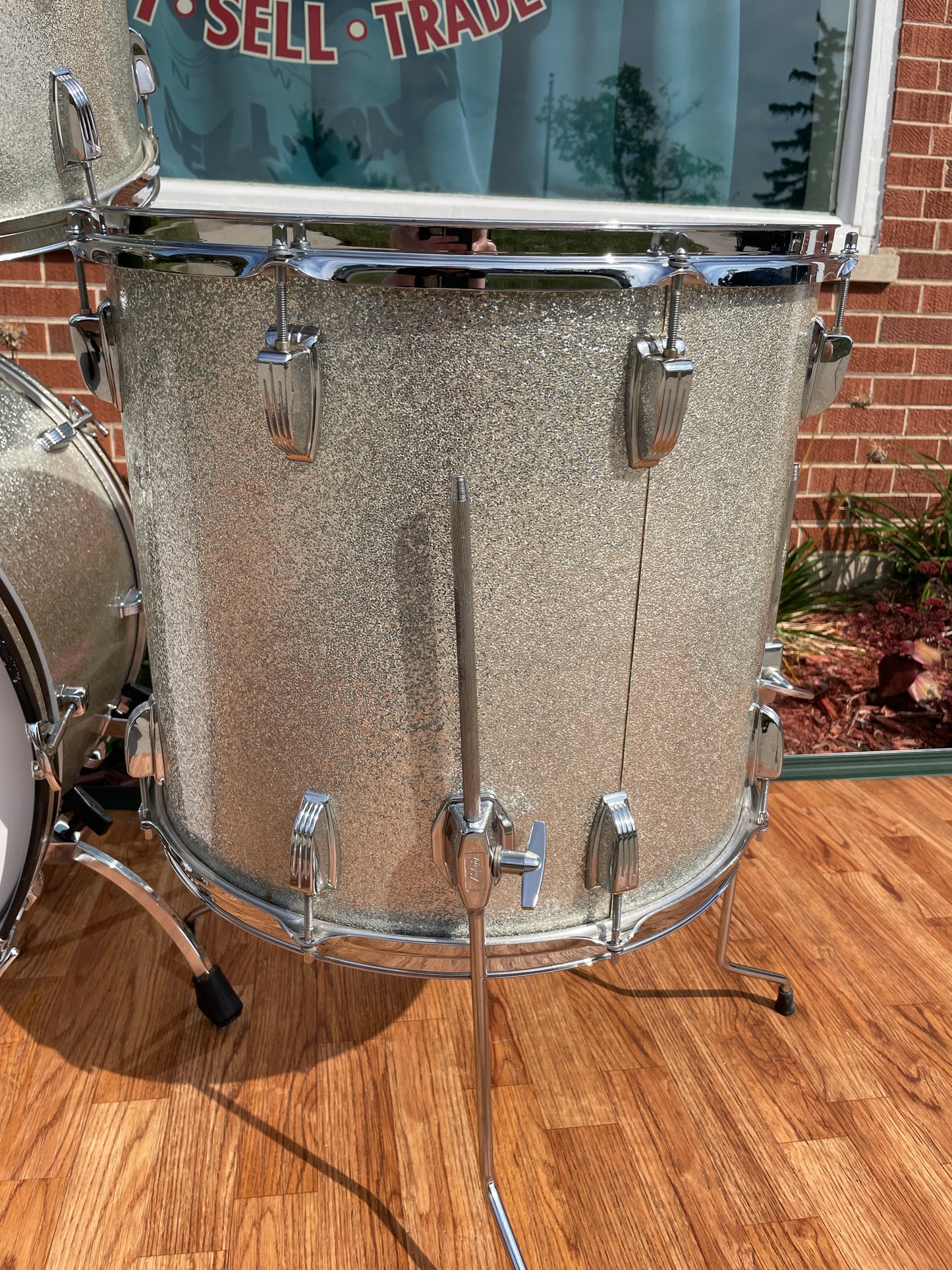 1979-81 Ludwig Rock Machine Drum Set Silver Sparkle 24/13/14/18