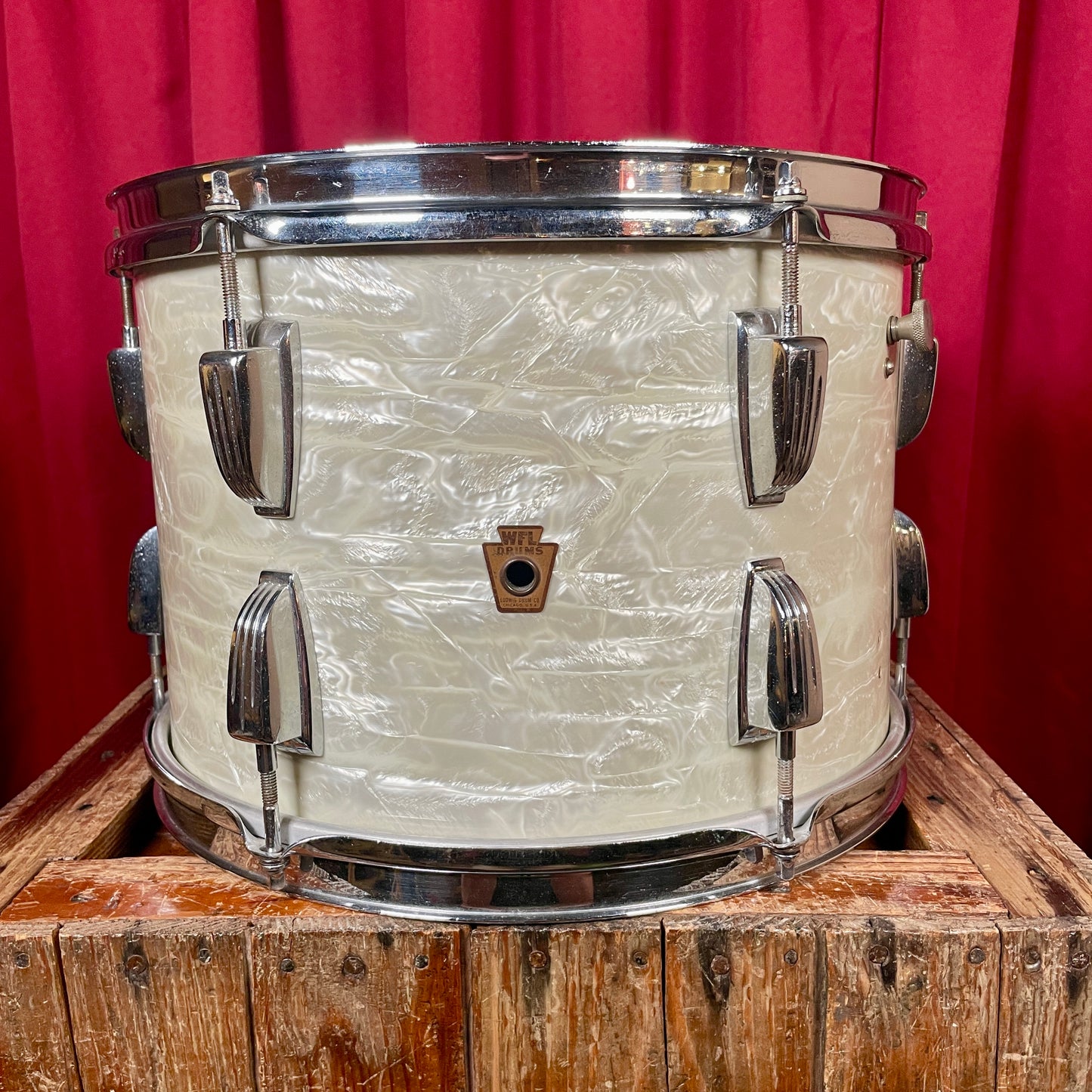 1950s WFL Super Classic 9x13 Tom Drum White Marine Pearl