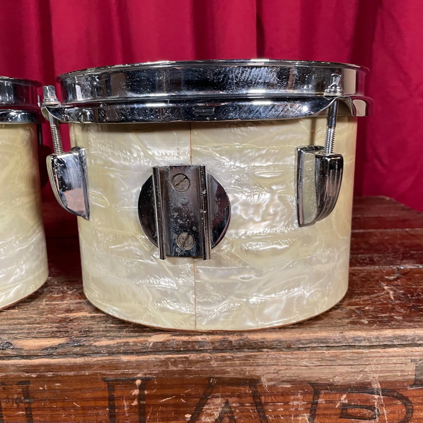 1960s Ludwig 6" & 8" Tunable Bongos / Concert Toms White Marine Pearl