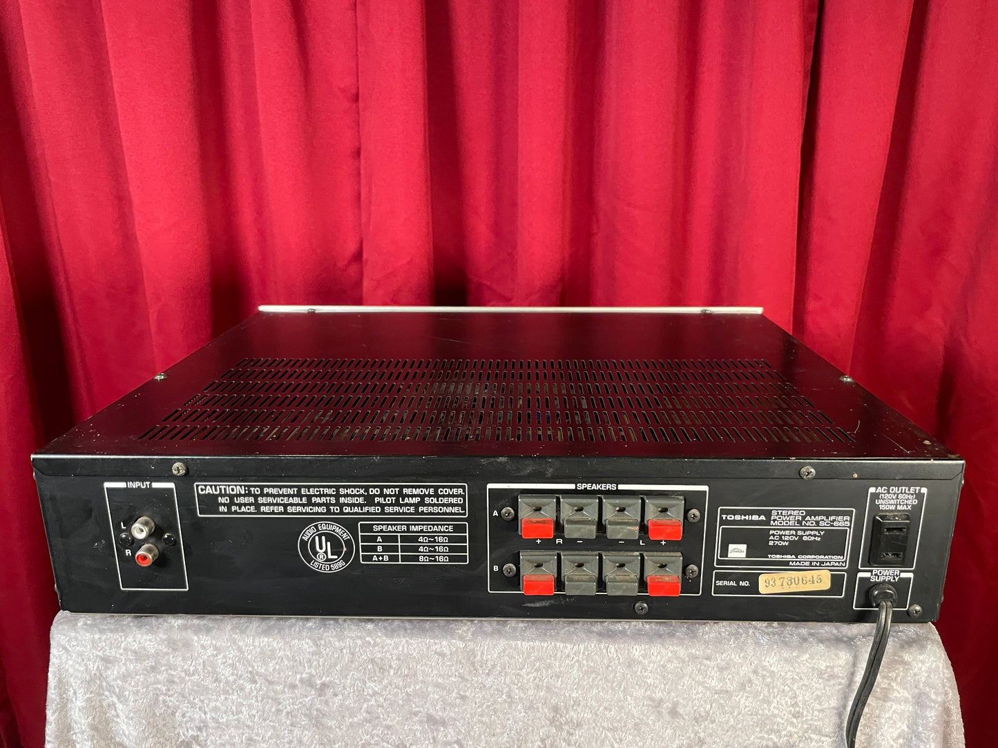 Vintage Toshiba SC-665 Stereo Power Amplifier