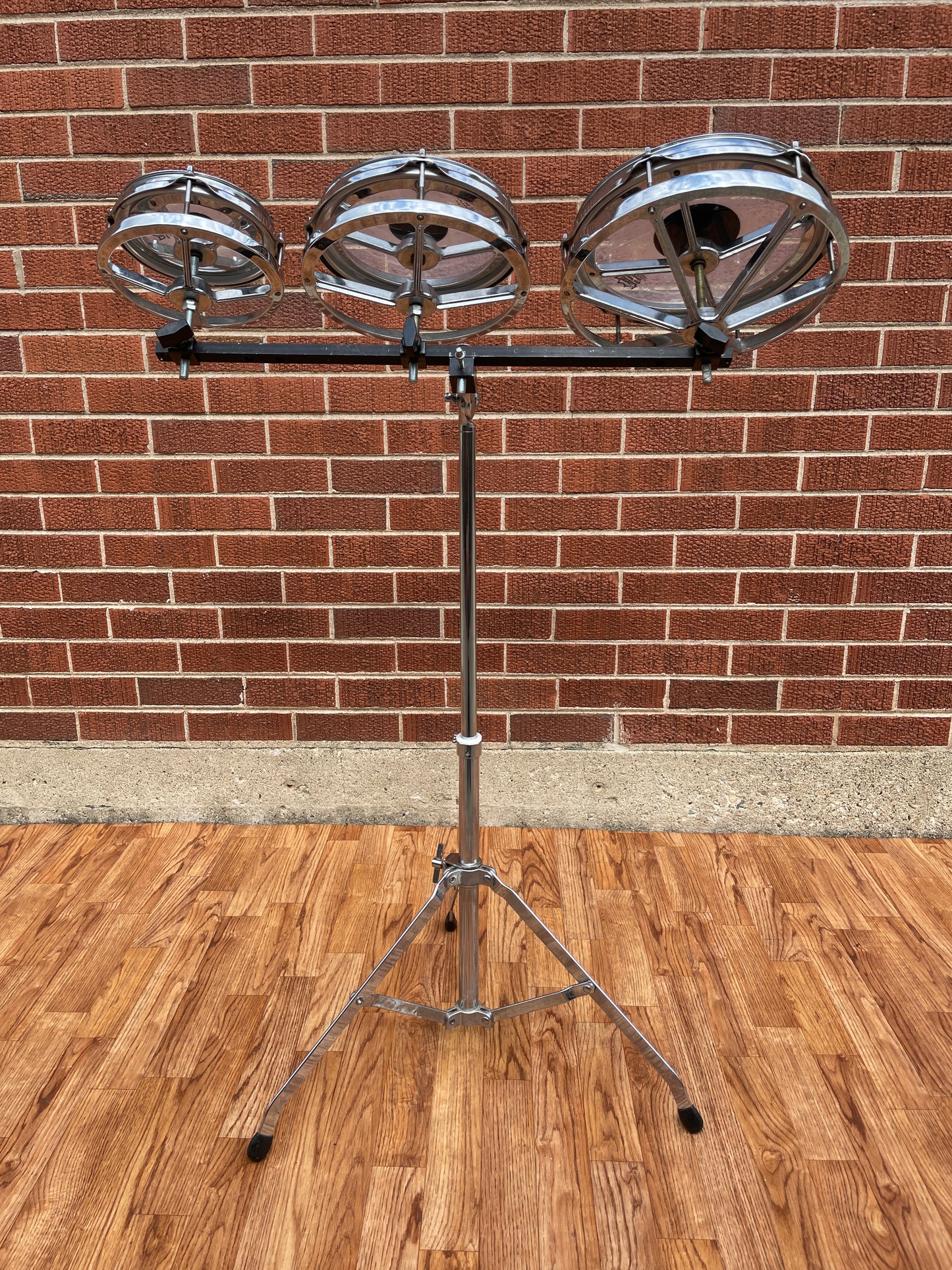 1970s Remo RotoTom 3pc Set 6/8/10 Chrome w/ Stand Roto Tom Drum