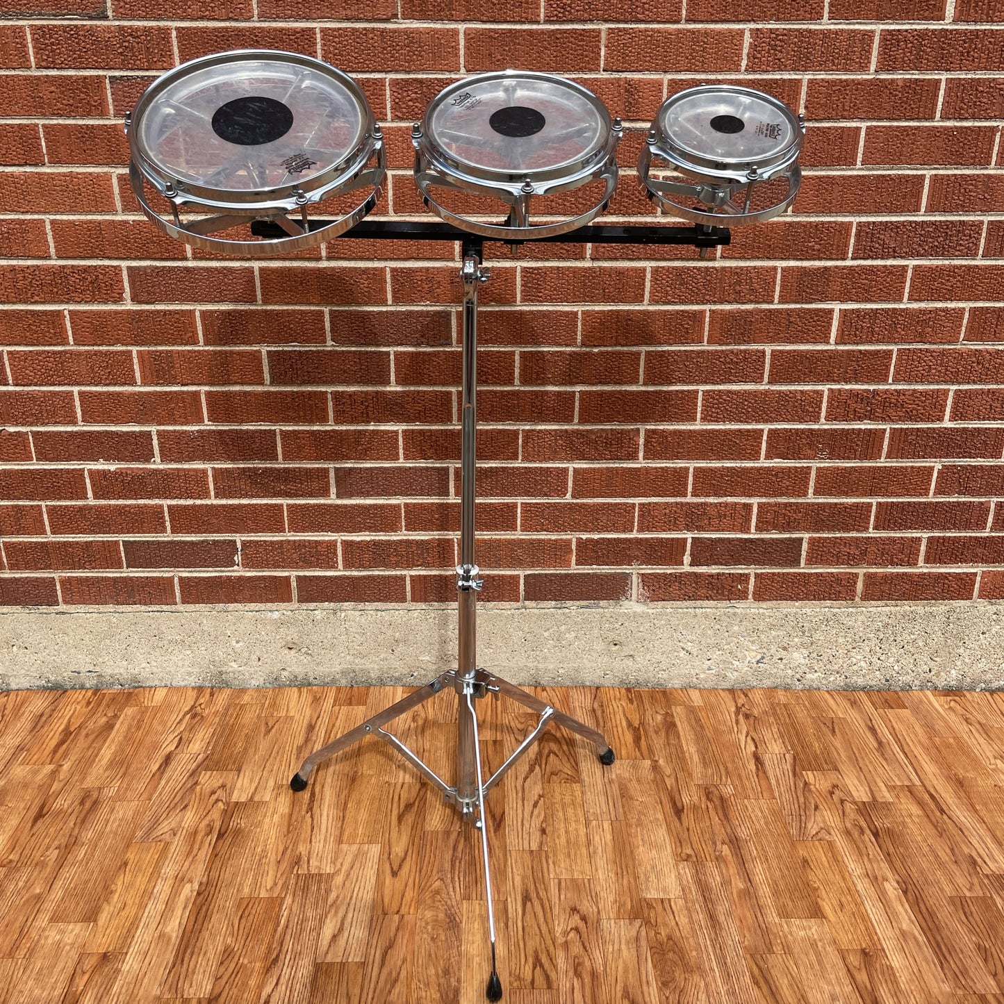 1970s Remo RotoTom 3pc Set 6/8/10 Chrome w/ Stand Roto Tom Drum