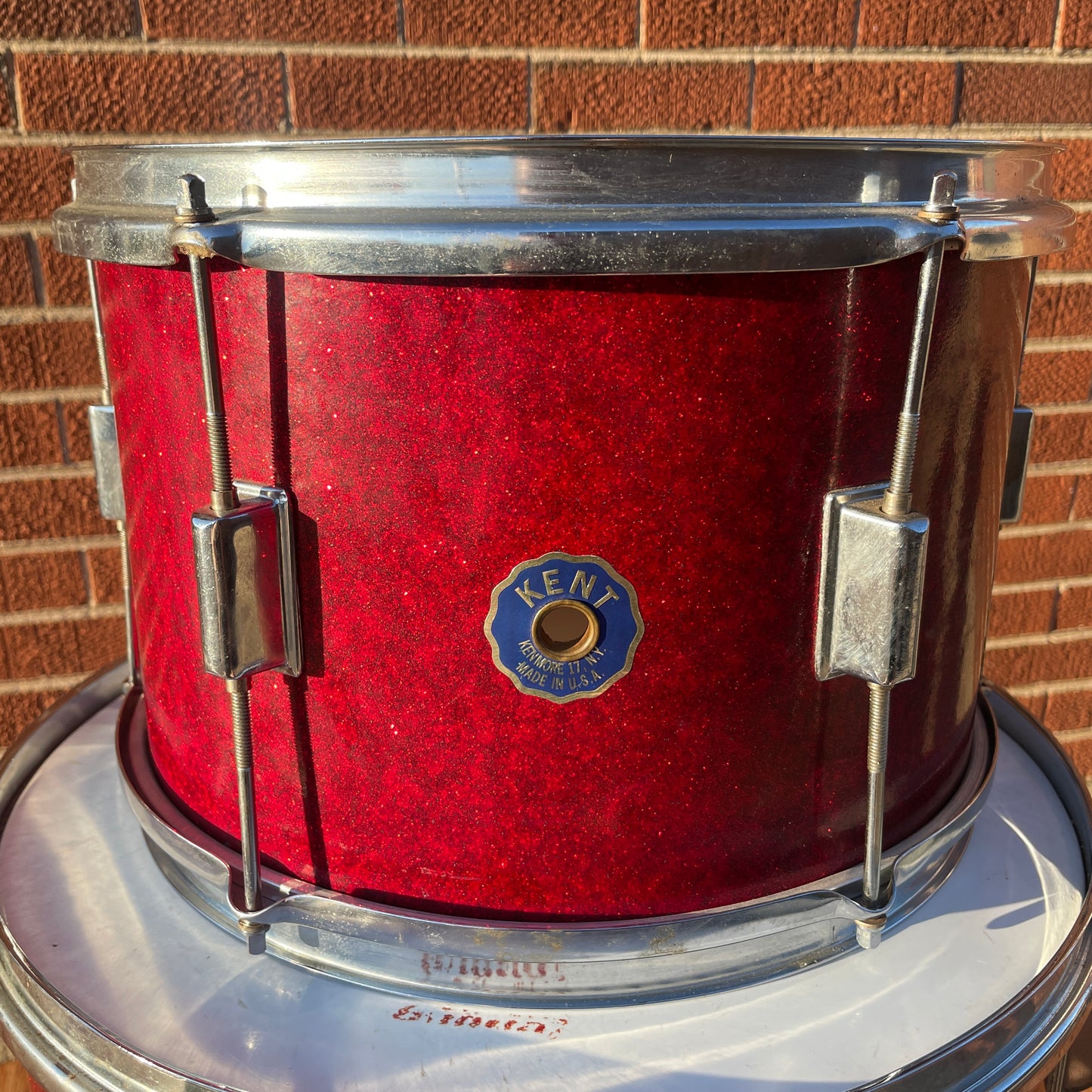 1960s Kent 8.5x13 Tom Drum Single Red Sparkle