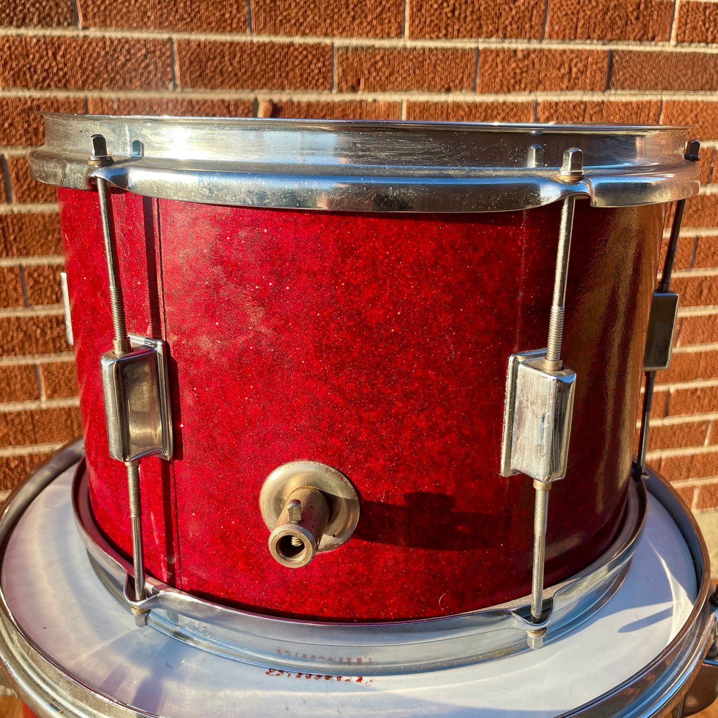 1960s Kent 8.5x13 Tom Drum Single Red Sparkle