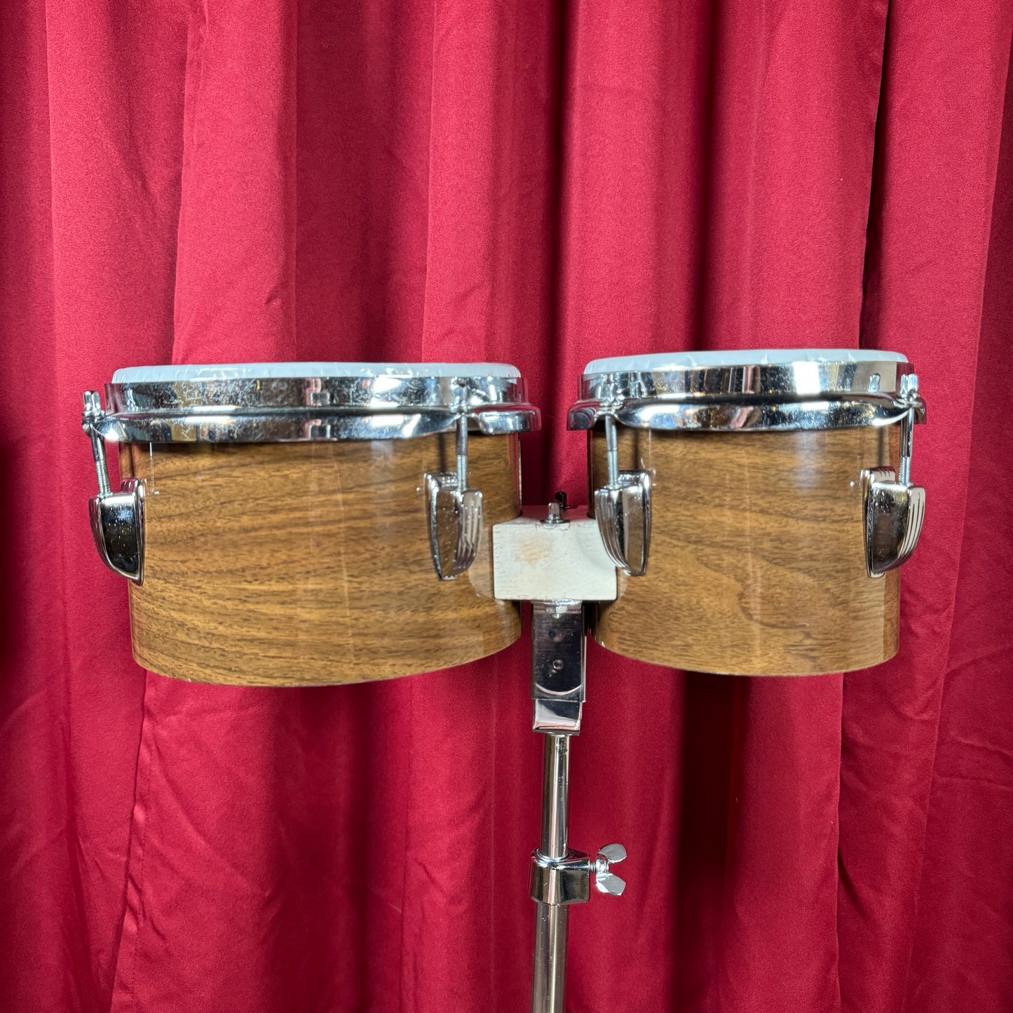 1970s Ludwig 6" & 8" No. 2358P Tunable Bongos Walnut Cortex w/ Mount