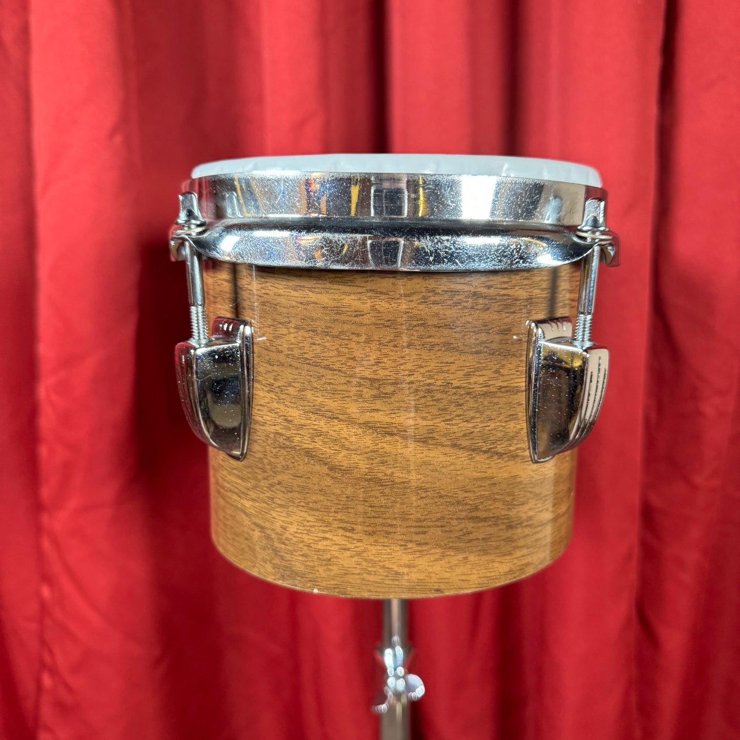 1970s Ludwig 6" & 8" No. 2358P Tunable Bongos Walnut Cortex w/ Mount