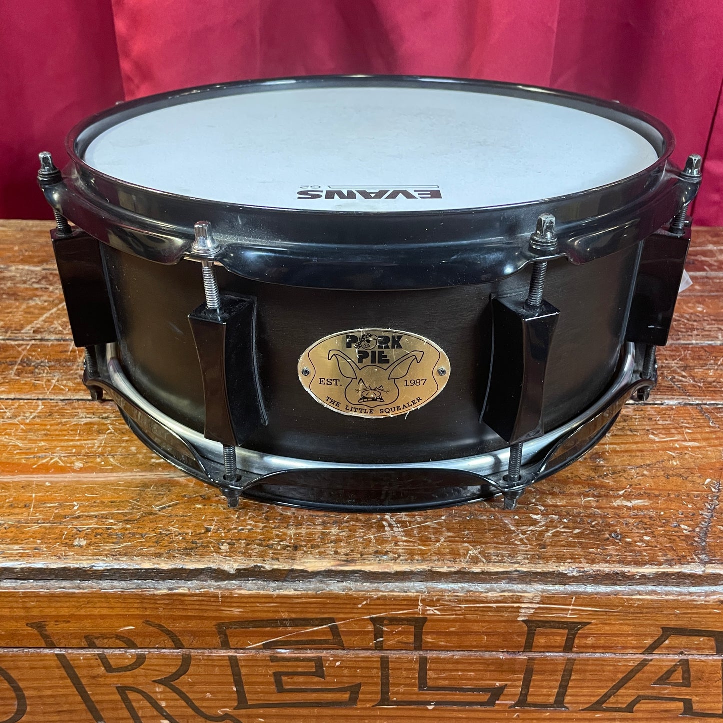 Pork Pie 5x12 Little Squealer Snare Drum Black Satin w/ Black Chrome Hardware