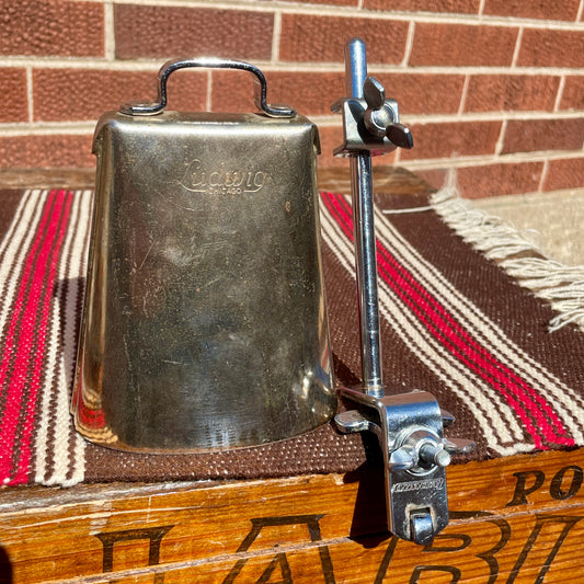 1970s Ludwig 5" Golden Tone No. 129 Cow Bell w/ Cowbell Holder No. 133