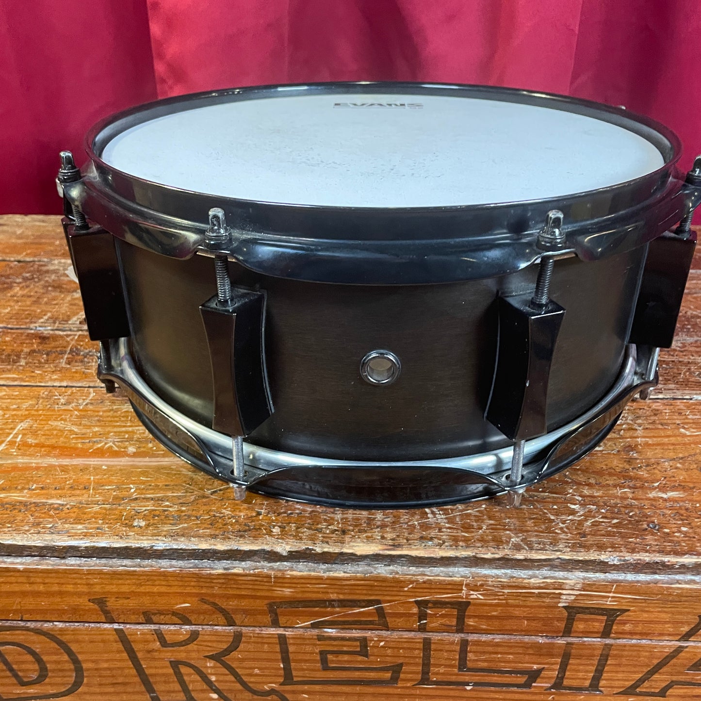 Pork Pie 5x12 Little Squealer Snare Drum Black Satin w/ Black Chrome Hardware