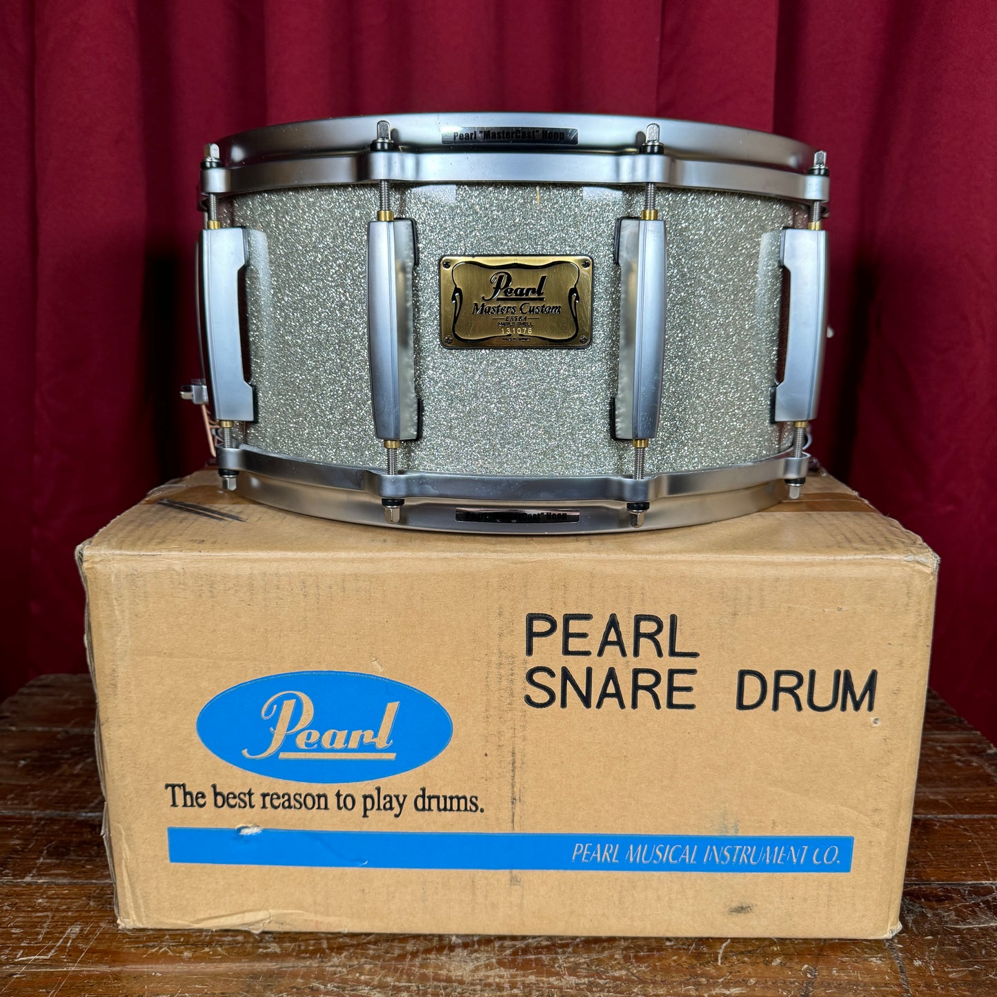 2007 Pearl Masters Custom MRX 6.5x14 Maple 6-Ply Snare Drum Silver Sparkle MRX1465S/S-160