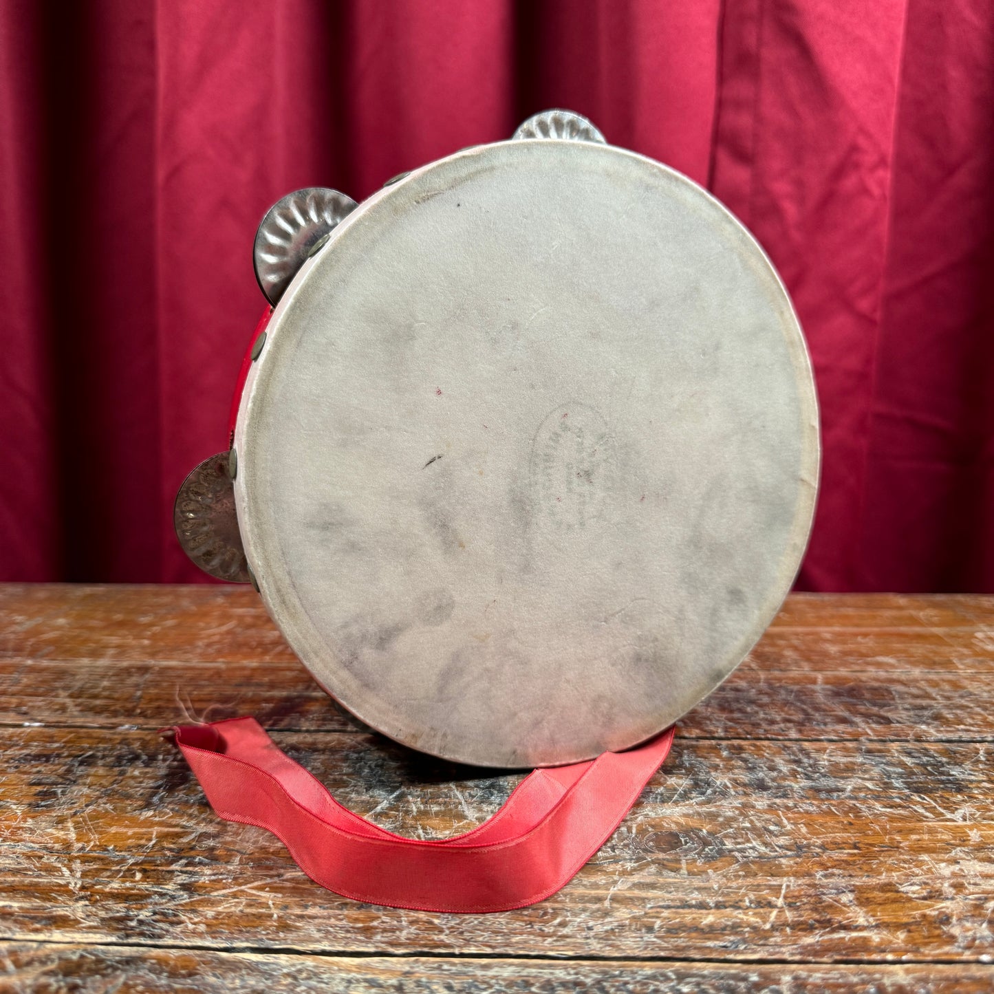 1930s Ludwig 7" No. 4489 School Tambourine Red Calfskin