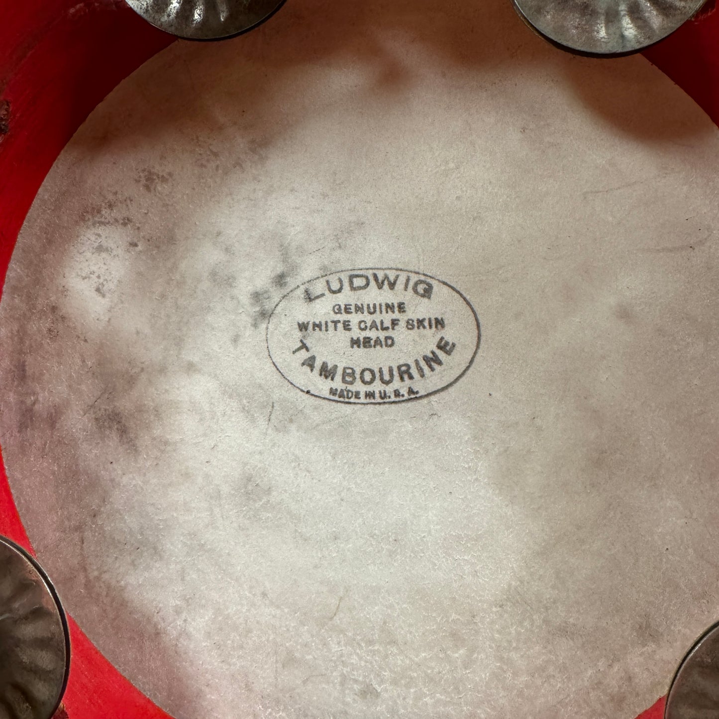 1930s Ludwig 7" No. 4489 School Tambourine Red Calfskin