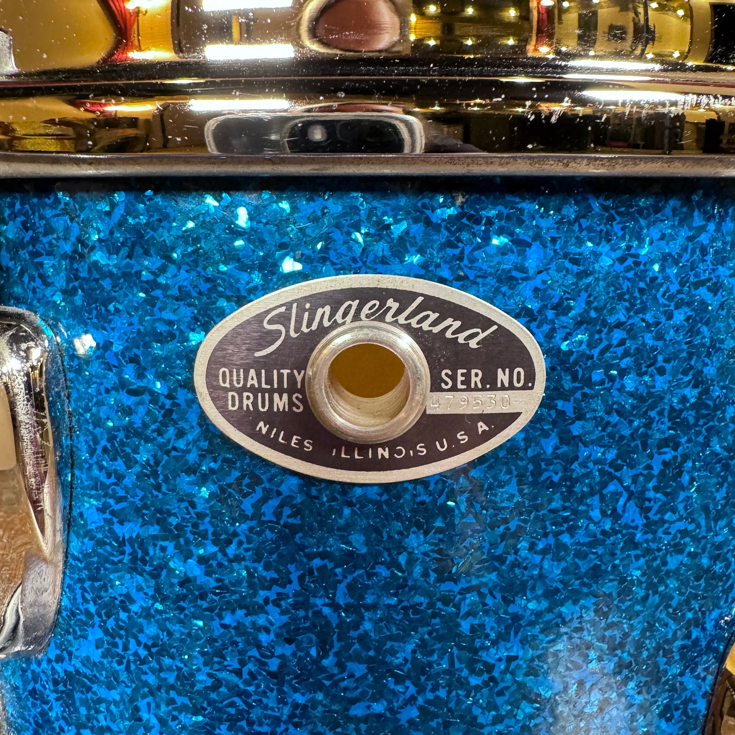 1970s Slingerland 6.5x10 Modified Snare Drum Blue Sparkle