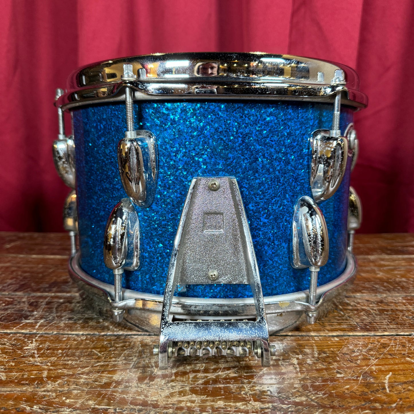 1970s Slingerland 6.5x10 Modified Snare Drum Blue Sparkle