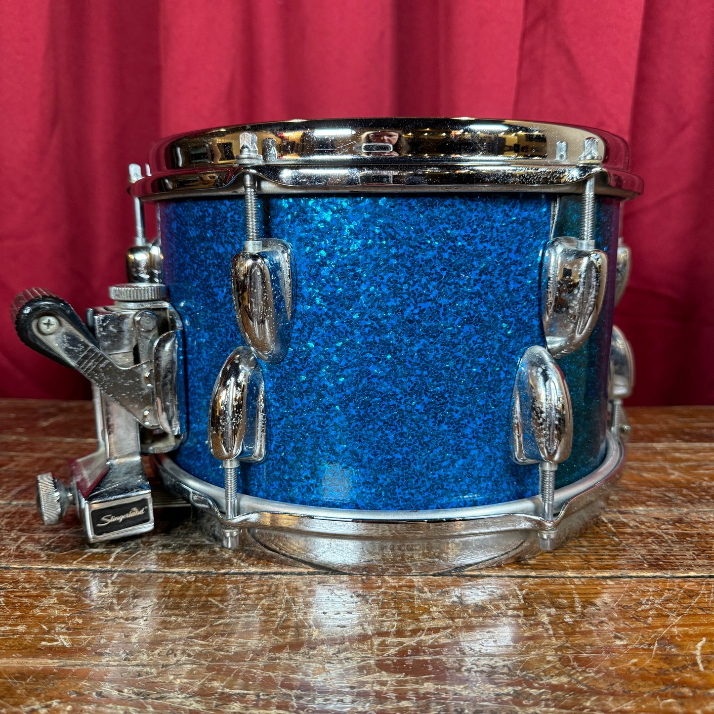 1970s Slingerland 6.5x10 Modified Snare Drum Blue Sparkle