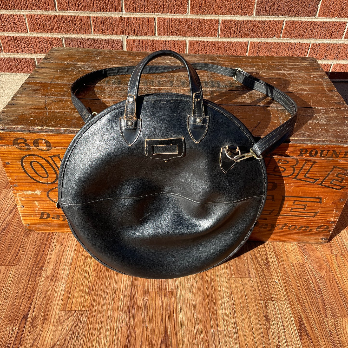 Vintage 16" Artistic Products Co. Leather Cymbal Bag Black