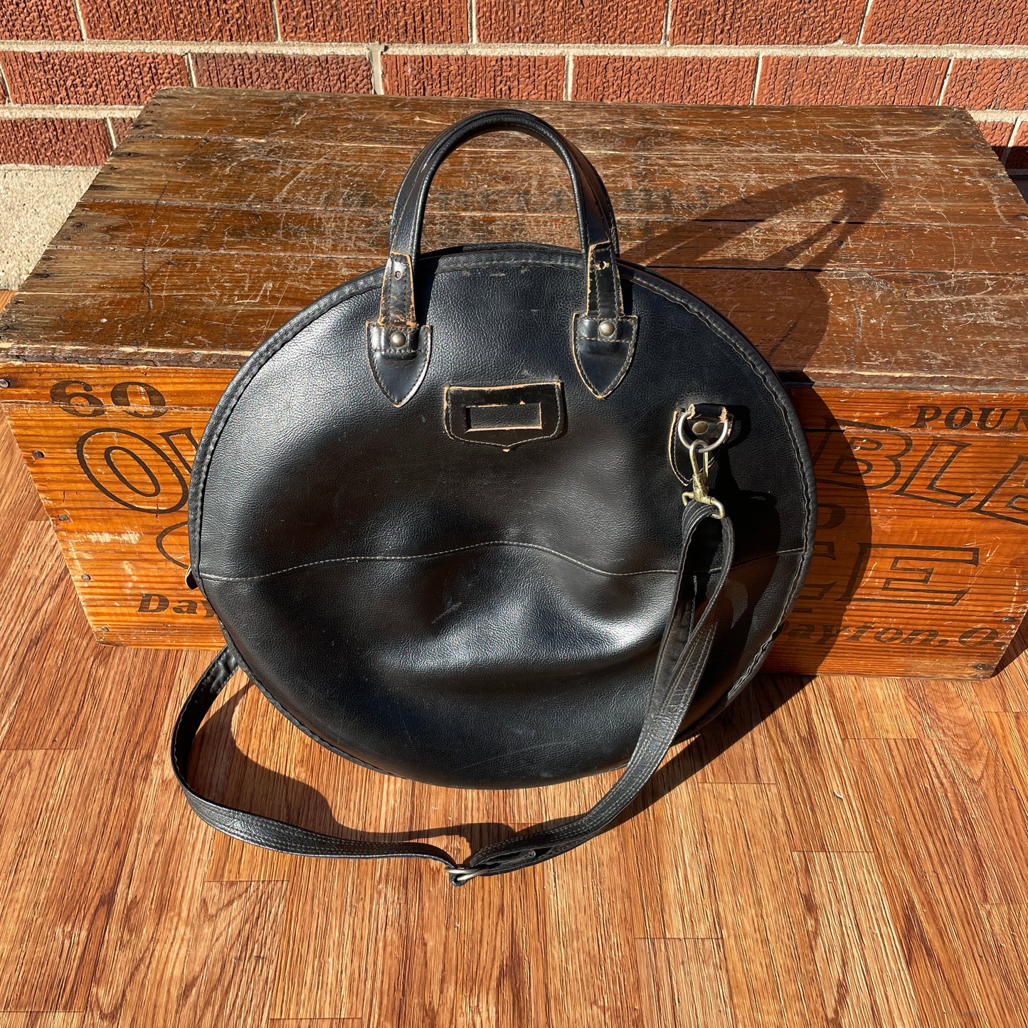 Vintage 16" Artistic Products Co. Leather Cymbal Bag Black