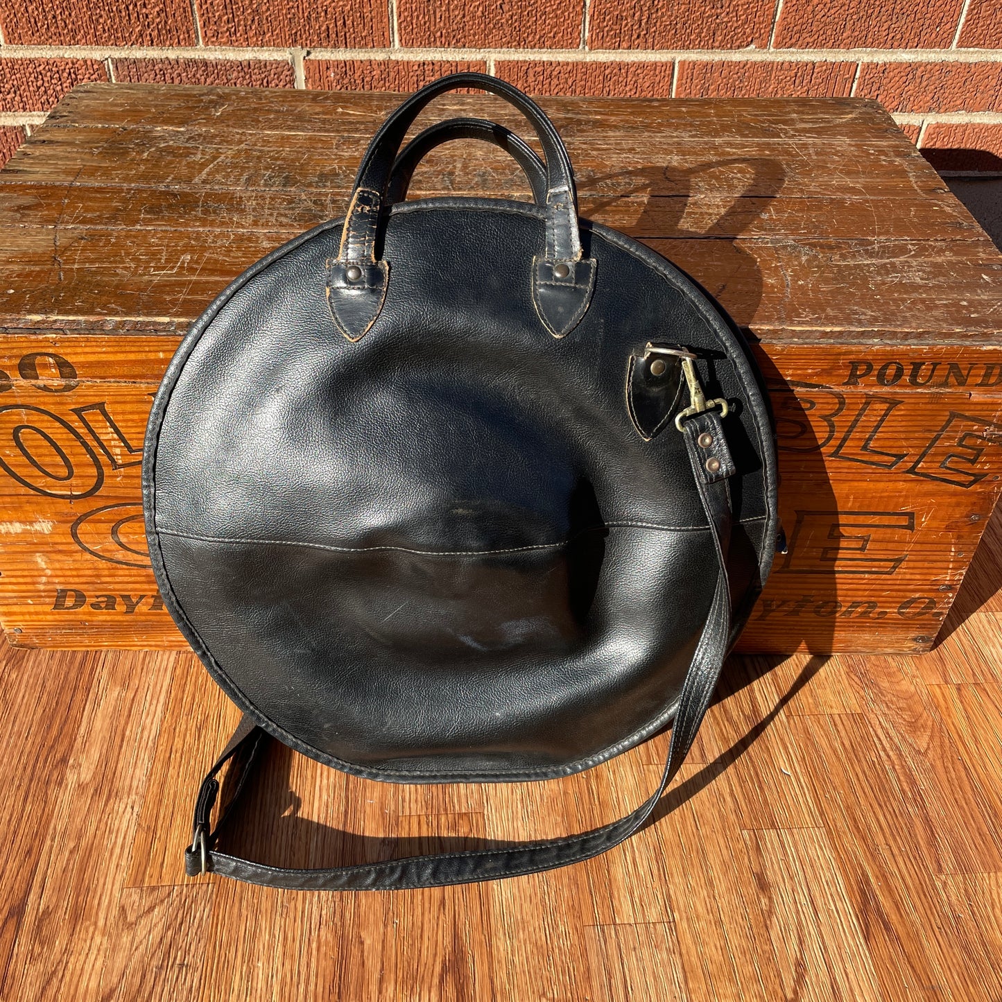 Vintage 16" Artistic Products Co. Leather Cymbal Bag Black