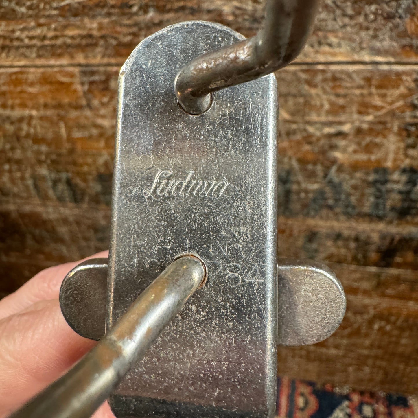 1940s Ludwig Wood Block Holder No. 468 Nickel Script Logo