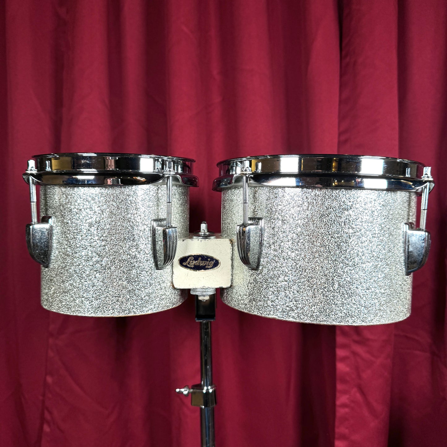 Vintage Ludwig 6" & 8" Tunable Bongos Silver Sparkle