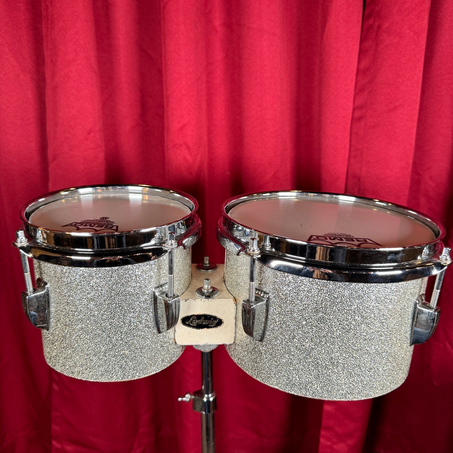 Vintage Ludwig 6" & 8" Tunable Bongos Silver Sparkle