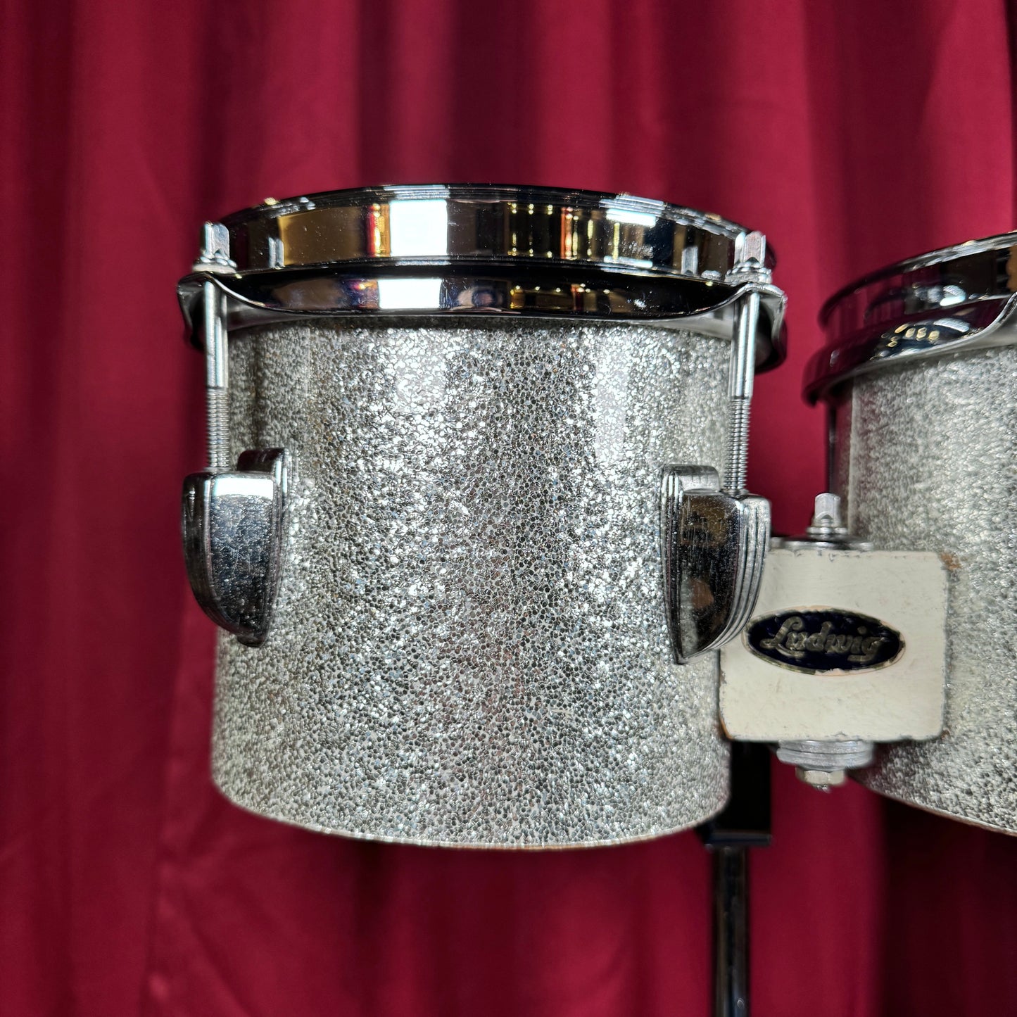 Vintage Ludwig 6" & 8" Tunable Bongos Silver Sparkle