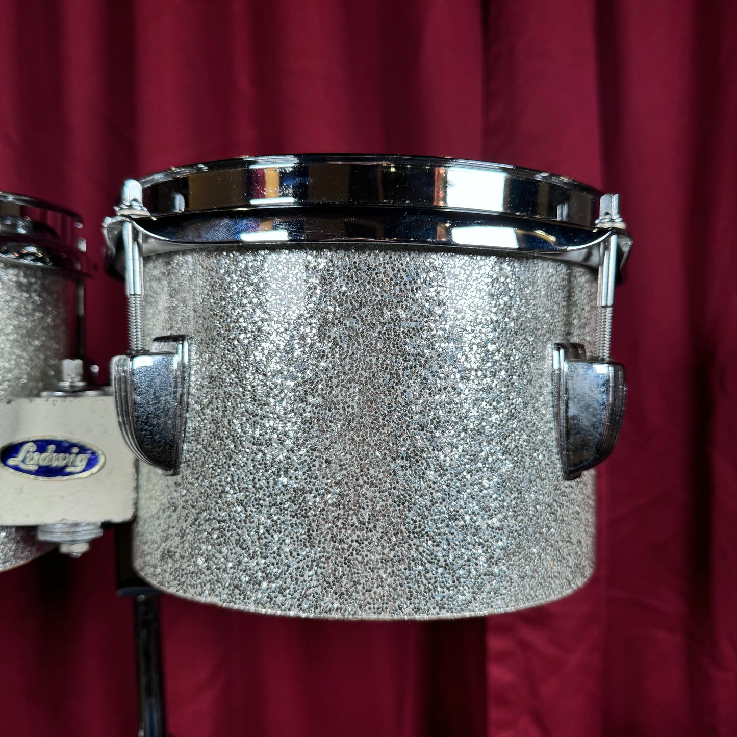 Vintage Ludwig 6" & 8" Tunable Bongos Silver Sparkle