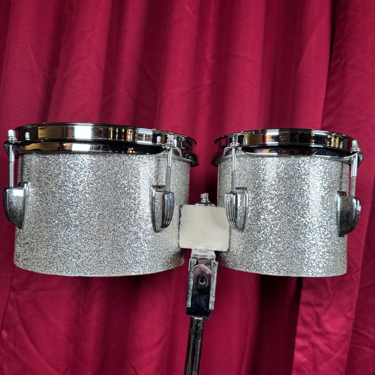 Vintage Ludwig 6" & 8" Tunable Bongos Silver Sparkle