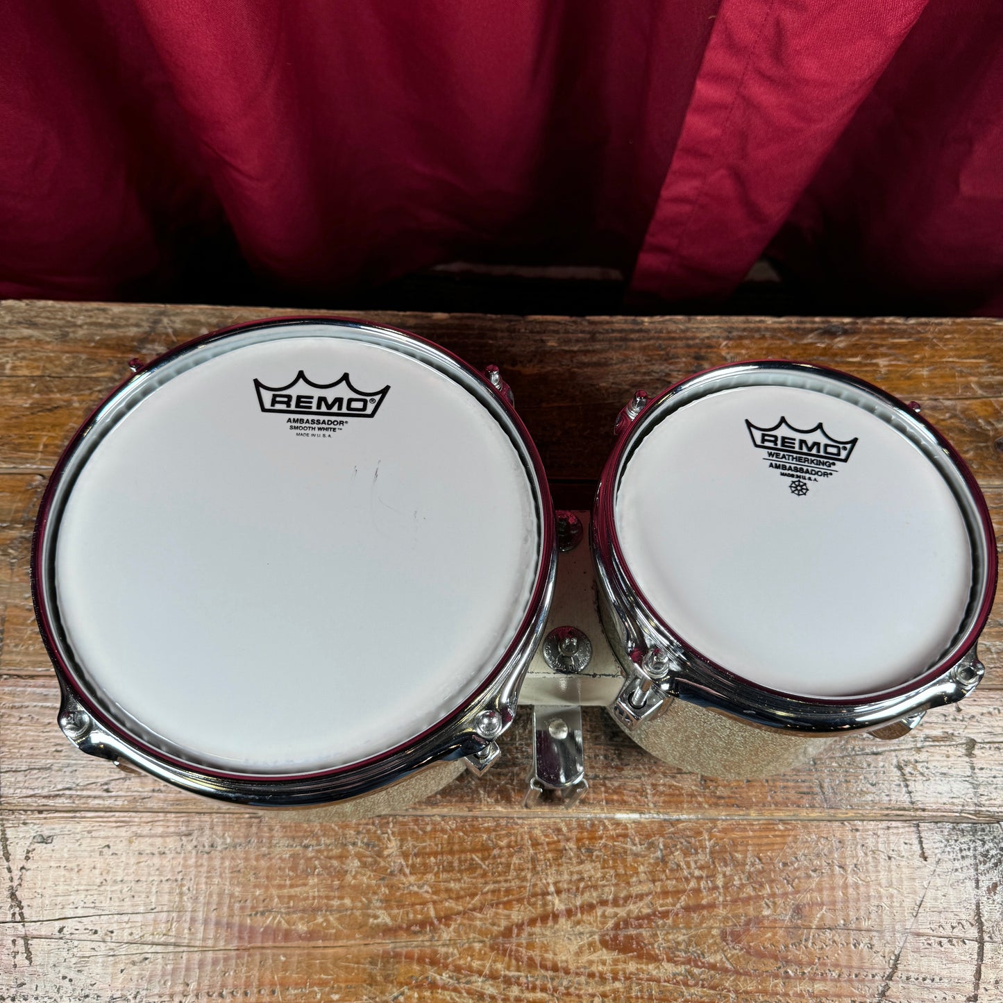 Vintage Ludwig 6" & 8" Tunable Bongos Silver Sparkle