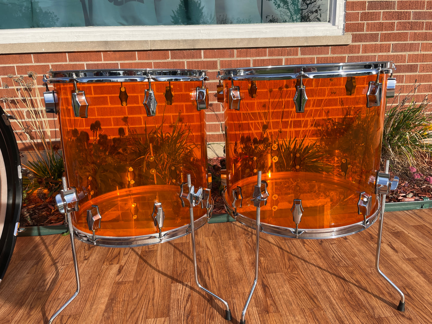 Fibes Crystalite Acrylic Drum Set 26/14/16/18 Amber Austin Era Bonham