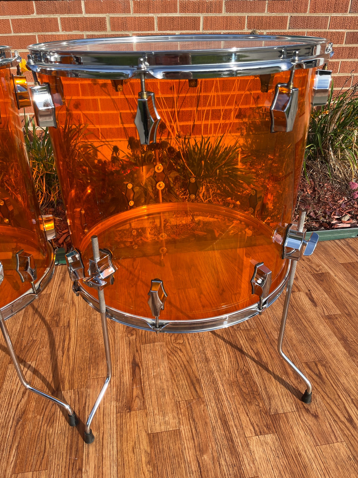 Fibes Crystalite Acrylic Drum Set 26/14/16/18 Amber Austin Era Bonham