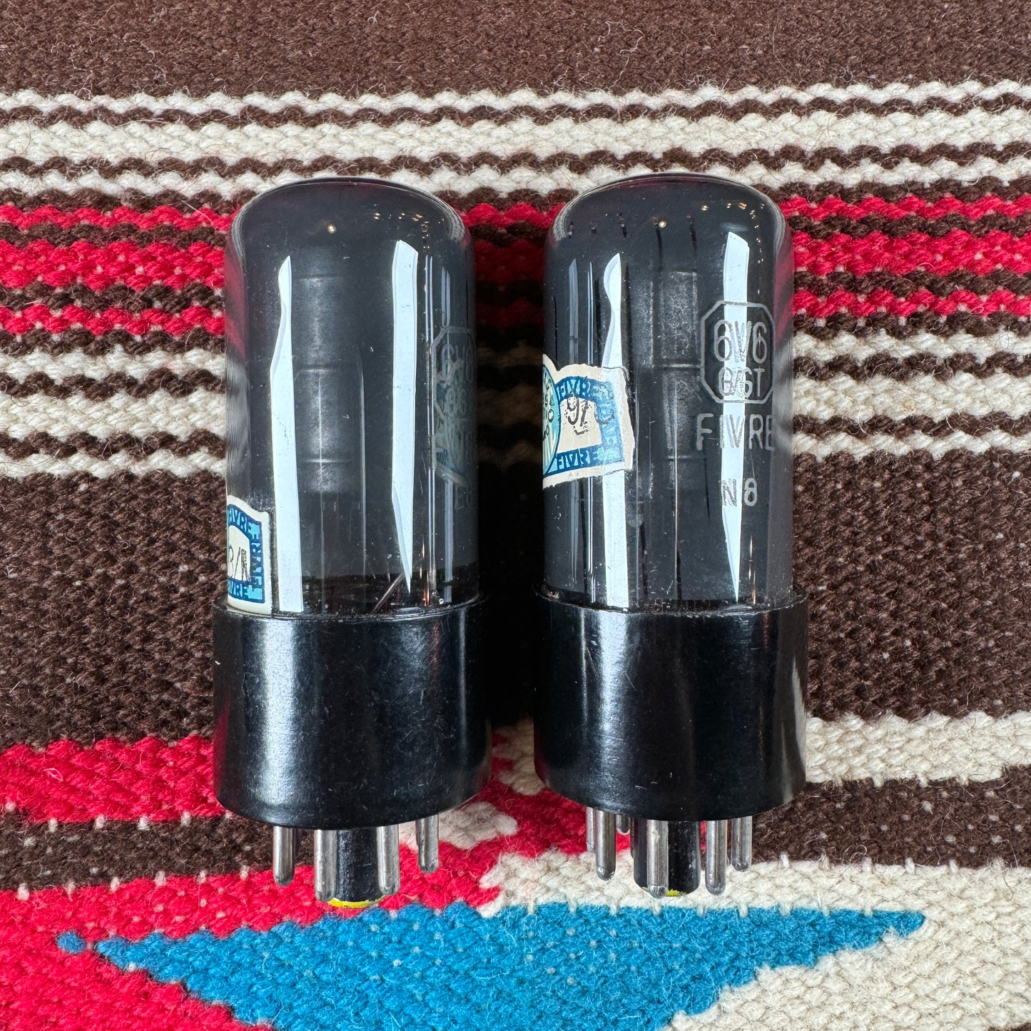 NOS Vintage Fivre 6V6GT Pair Amplifier Power Tubes Duet #90