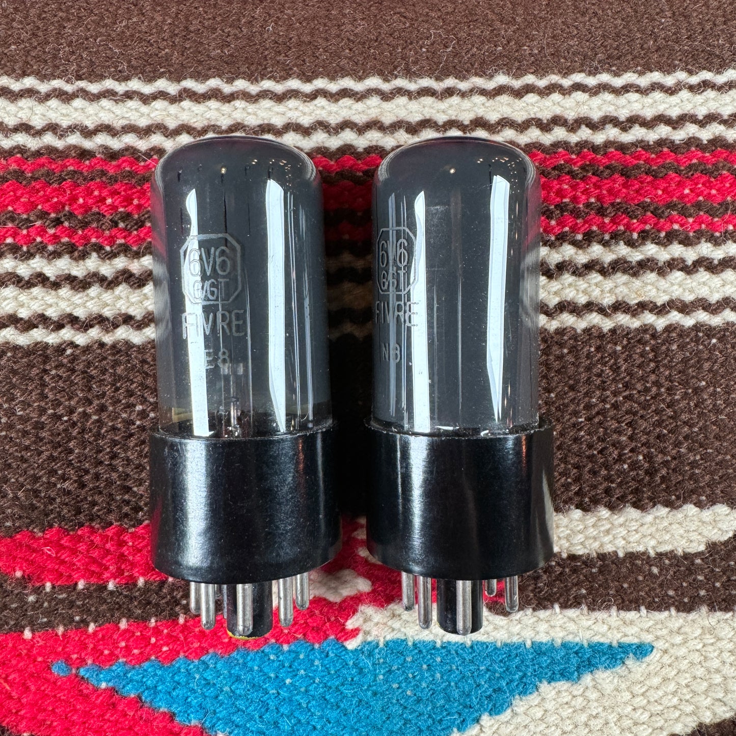 NOS Vintage Fivre 6V6GT Pair Amplifier Power Tubes Duet #90