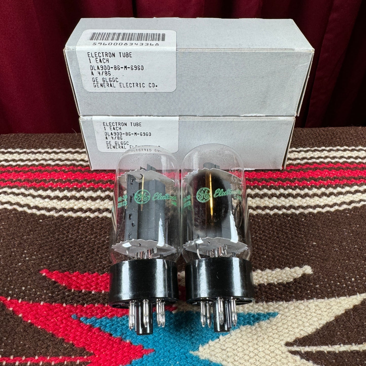 NOS Vintage General Electric 6L6GC Pair Amplifier Power Tubes Duet Set of 2 Made in USA GE #95