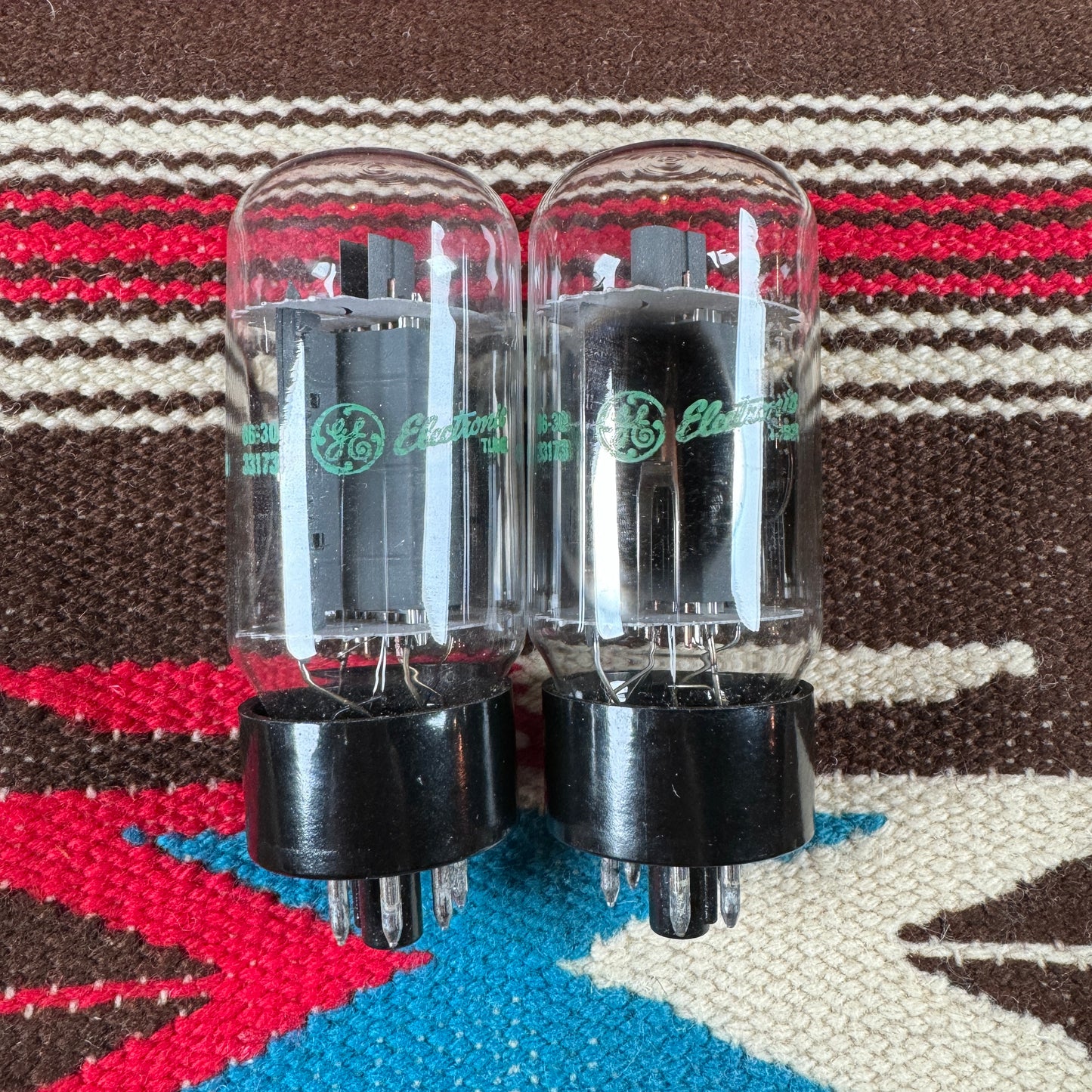 NOS Vintage General Electric 6L6GC Pair Amplifier Power Tubes Duet Set of 2 Made in USA GE #95