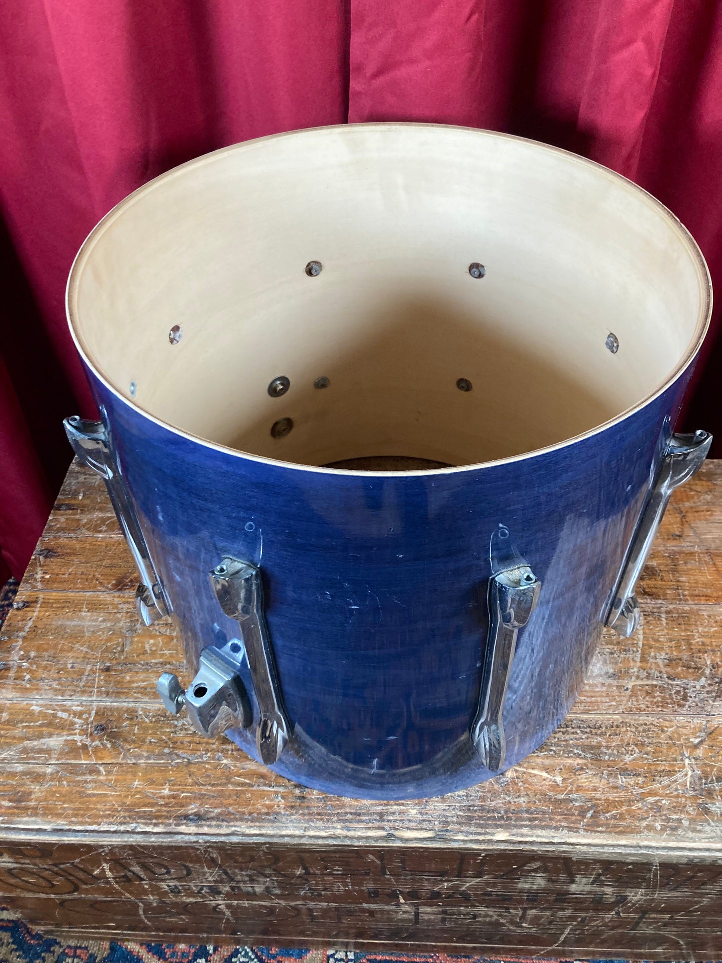 1990s Premier XPK 16x16 Floor Tom Shell Project Single Drum Sapphire Blue