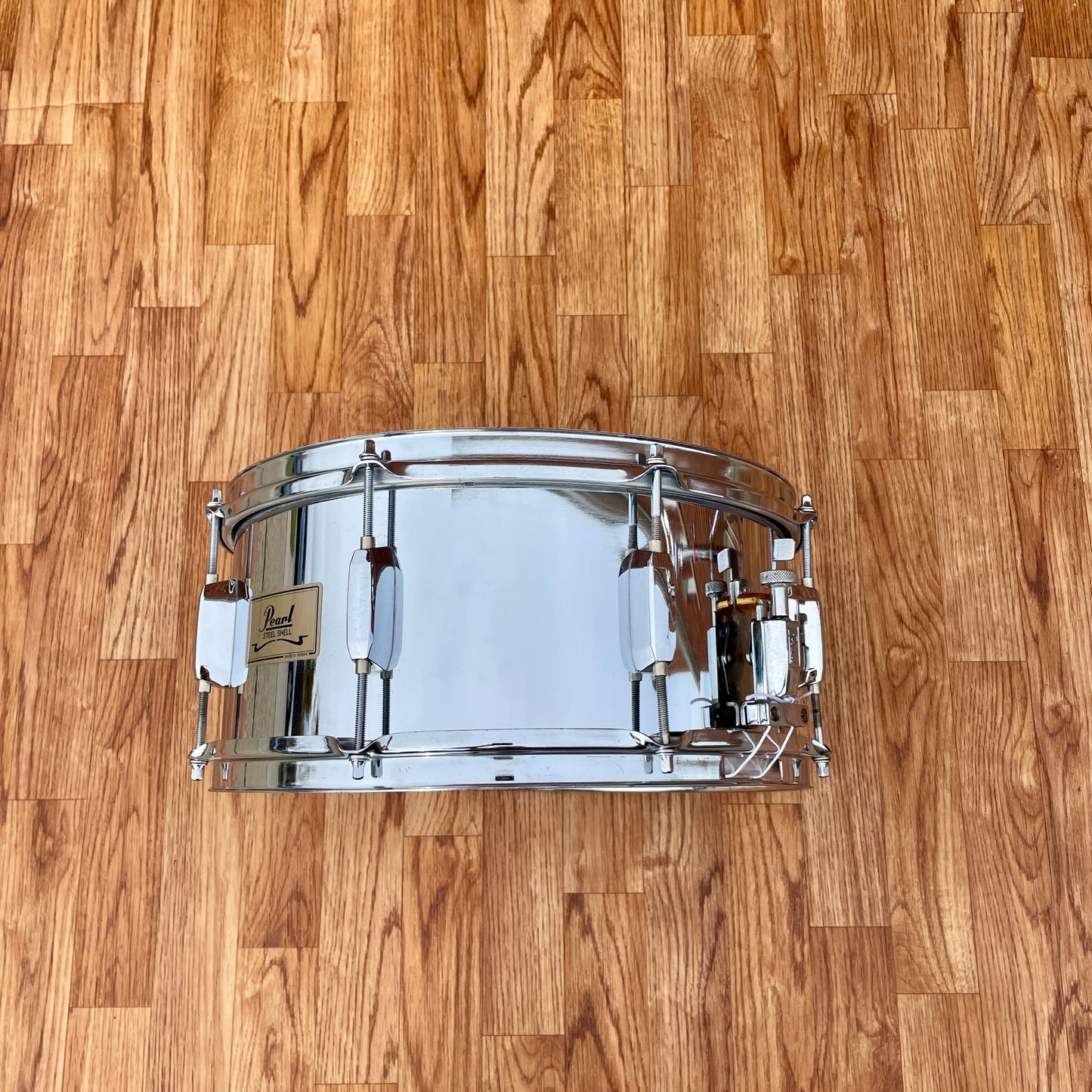 1990s Pearl Steel 6.5x14 Snare Drum 8-Lug Chrome Over Steel